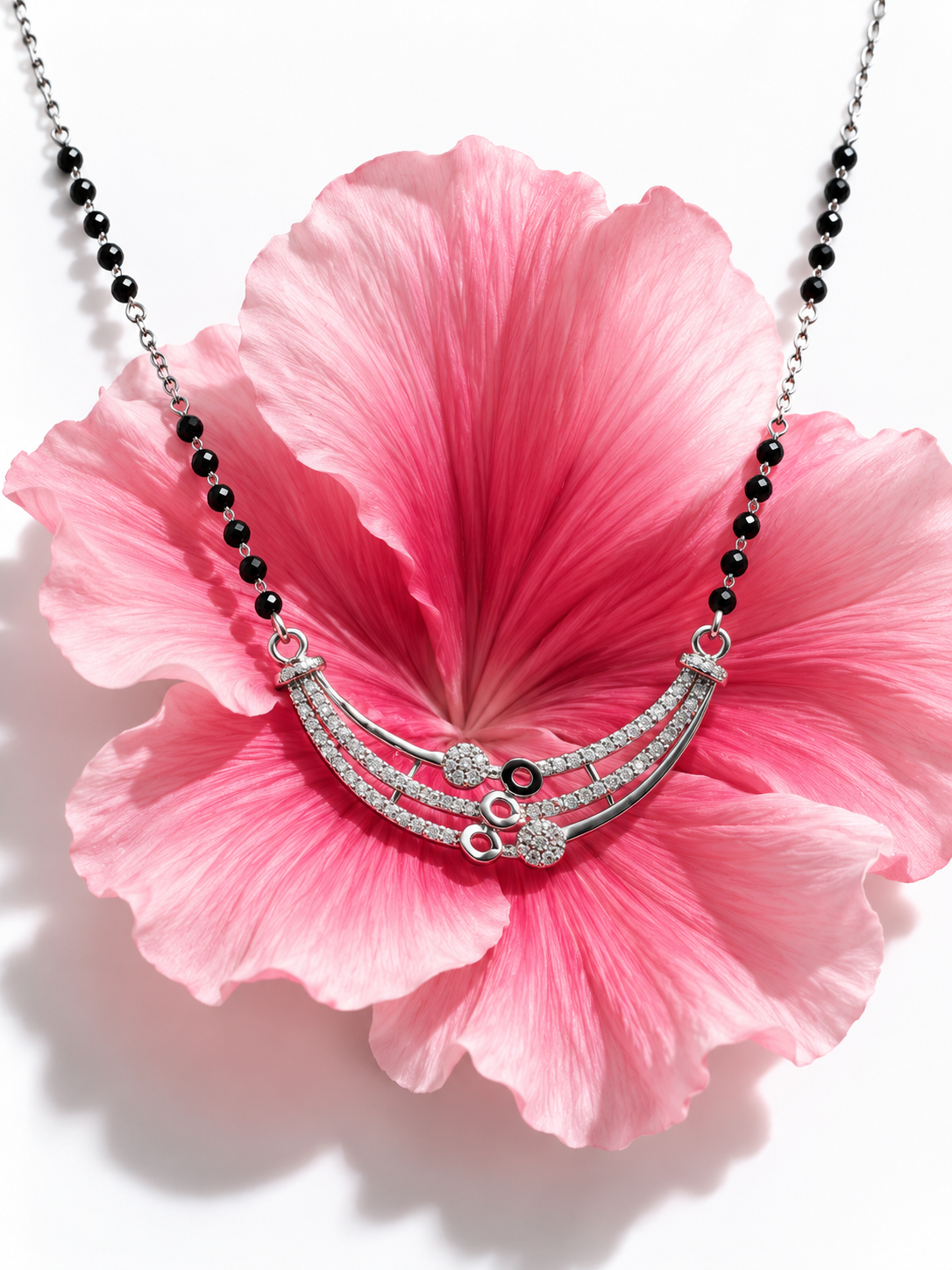 Elegant Pink Floral Layered Necklace