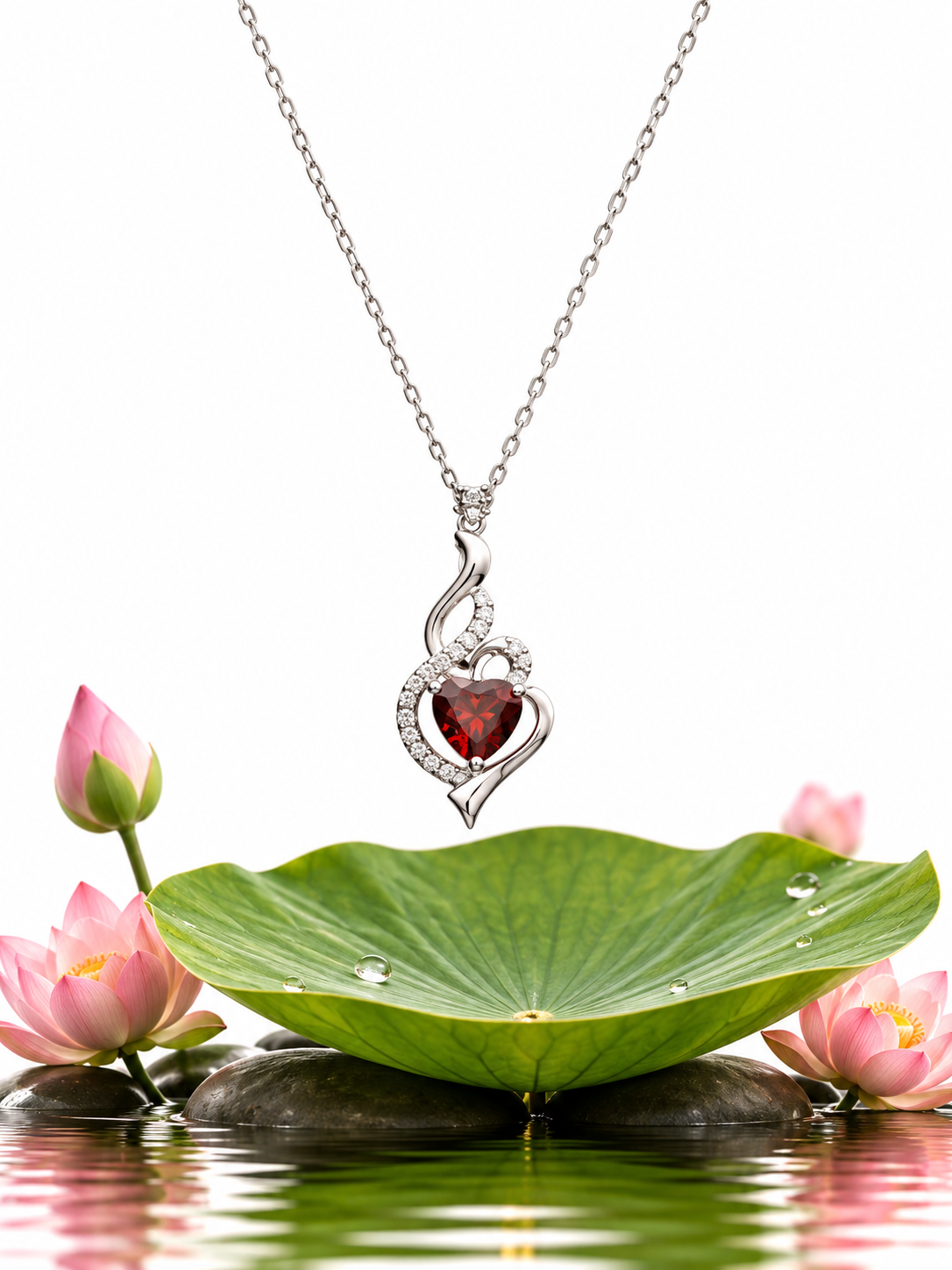 Elegant Heart Drop Pendant Necklace