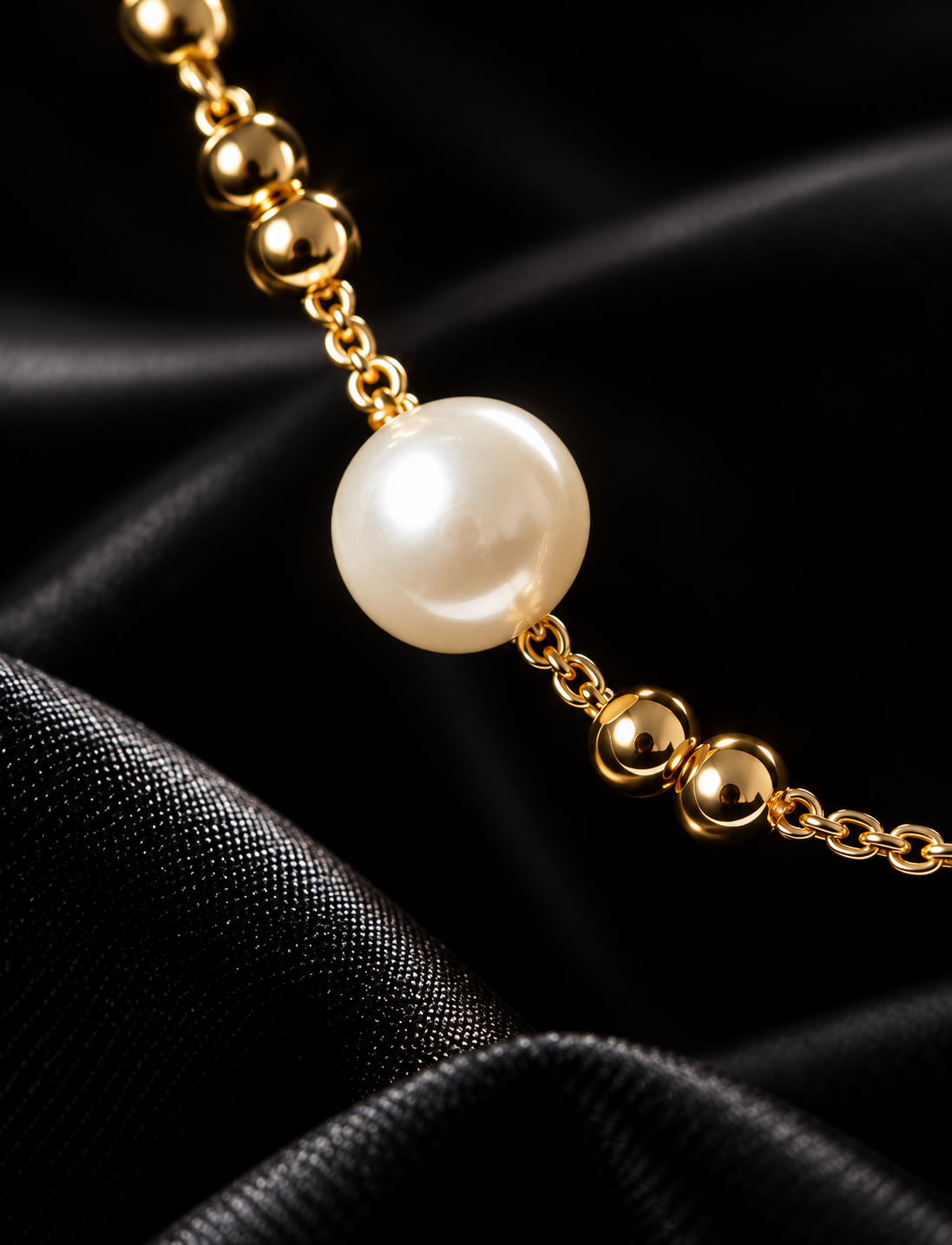 Black and Gold Beaded Necklace view 3