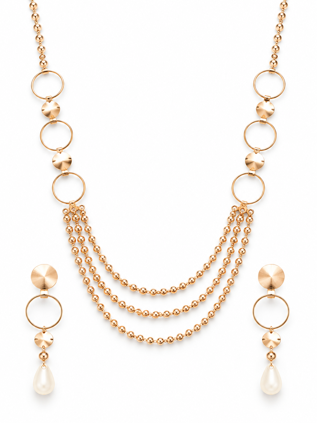 Gold Layered Necklace Set view 3