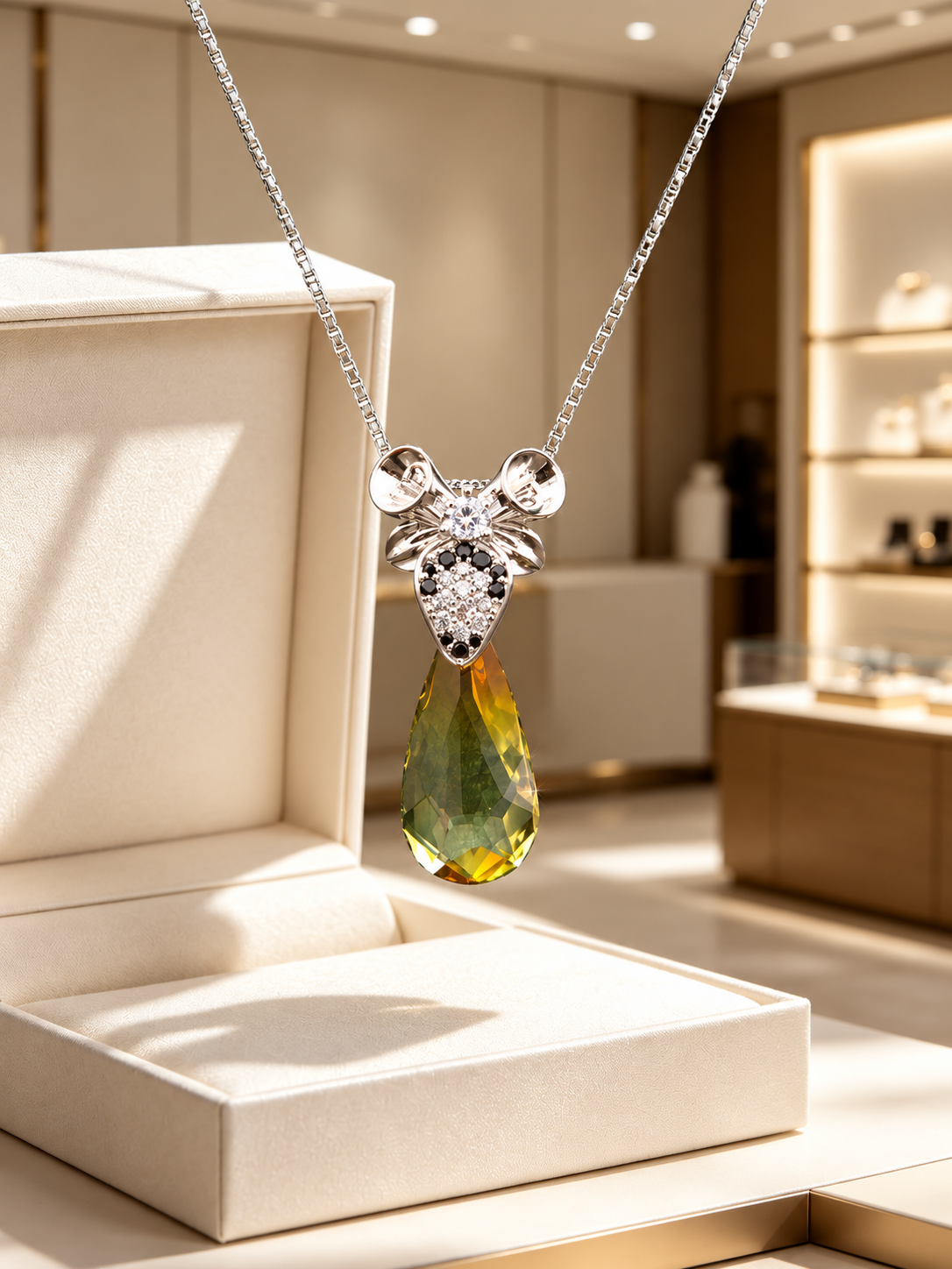 Elegant Green Teardrop Pendant Necklace
