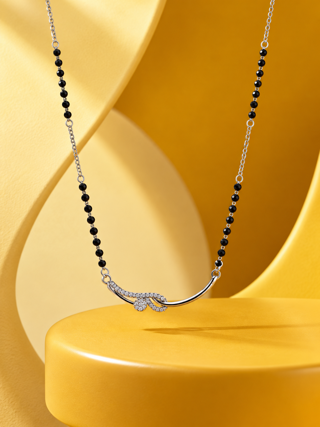 Classic Black Beaded Chain Necklace