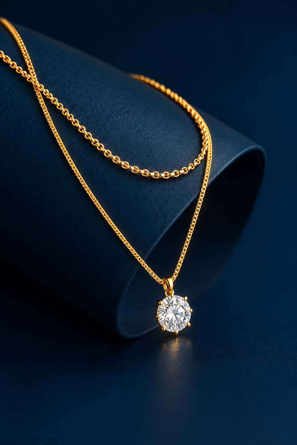 Elegant Gold Round Diamond Pendant Necklace
