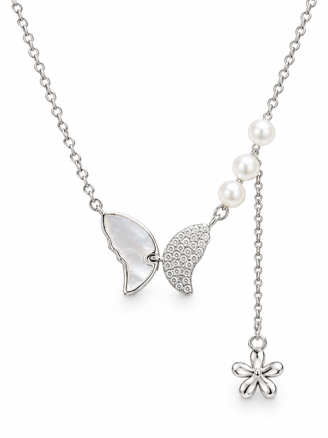 Silver Bow Pendant Necklace view 4