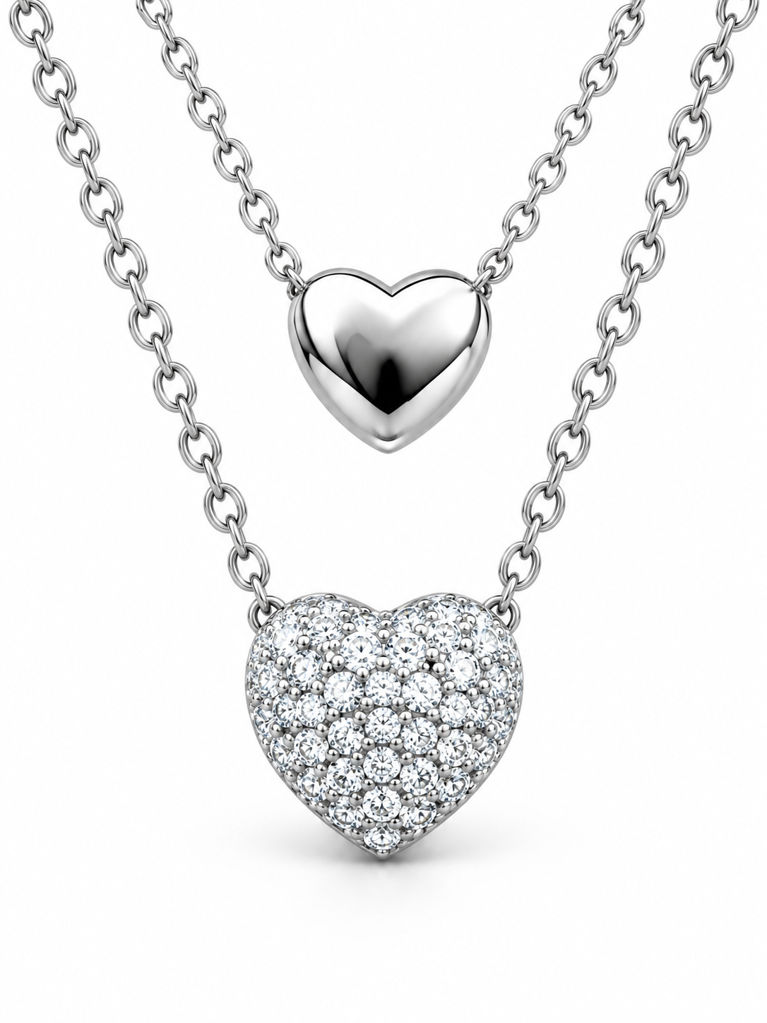 Sparkling Heart 925 Sterling Silver Pendant Necklace