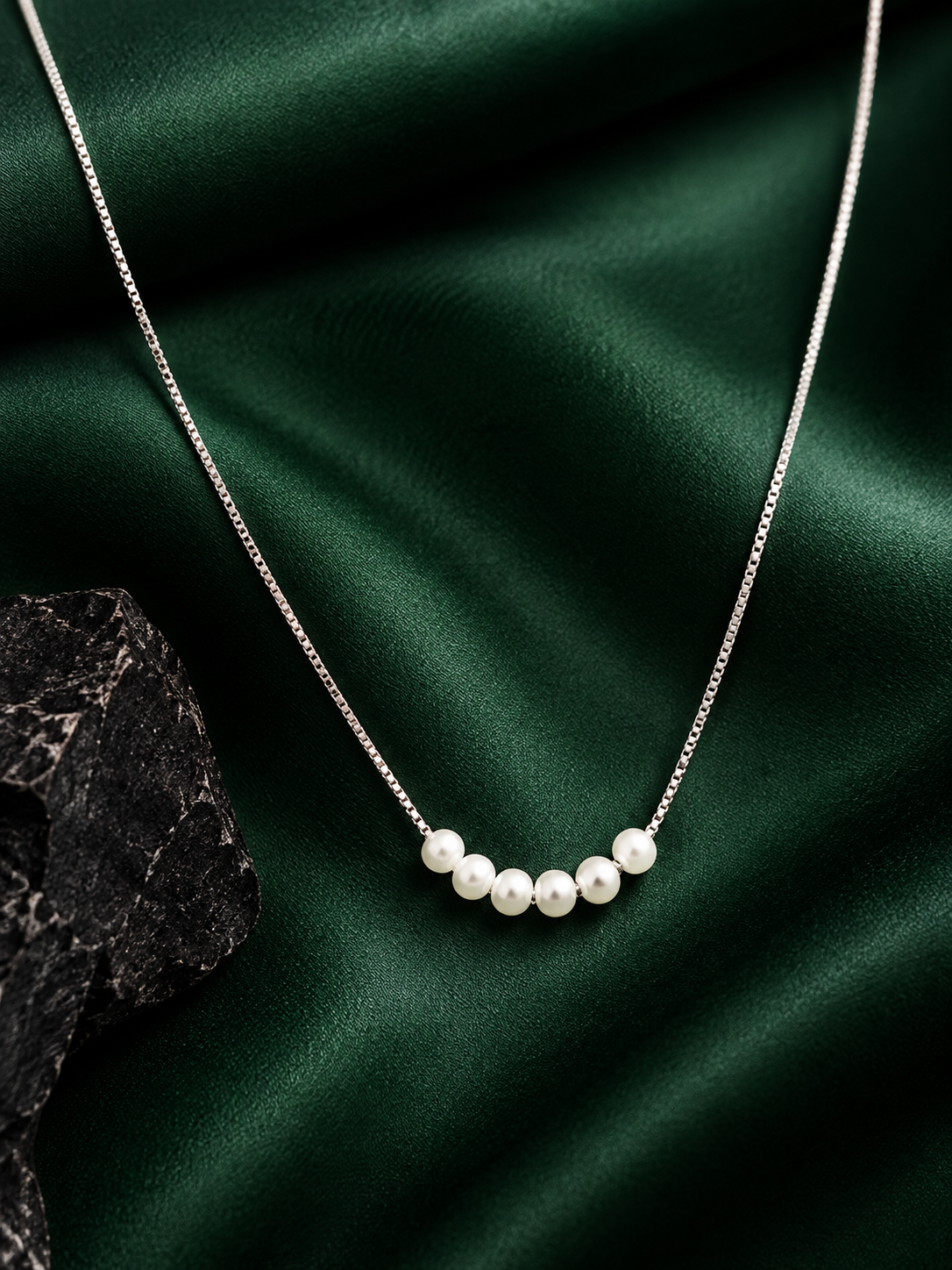 Silver Beaded Chain Necklace