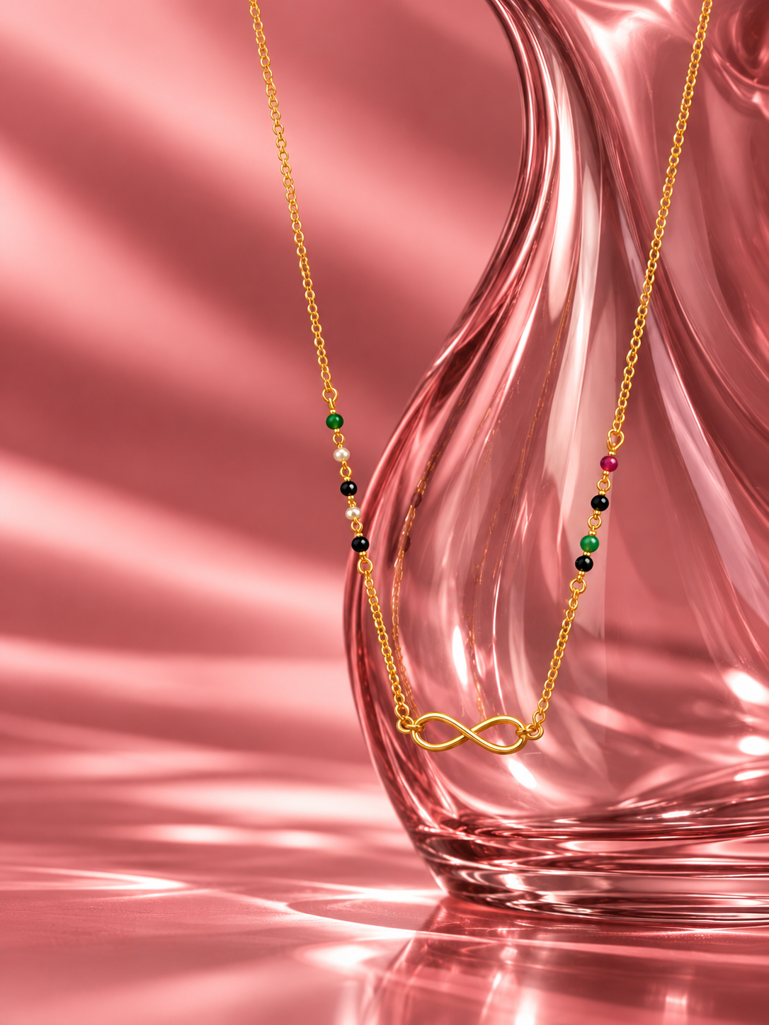 Elegant Golden Infinity Multicolor Beads Mangalsutra for Women