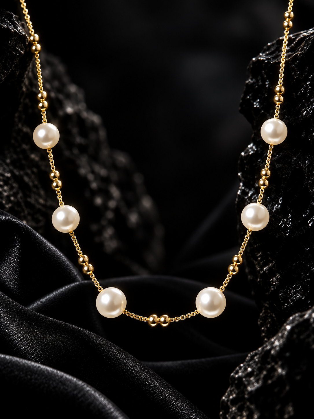 Black and Gold Beaded Necklace
