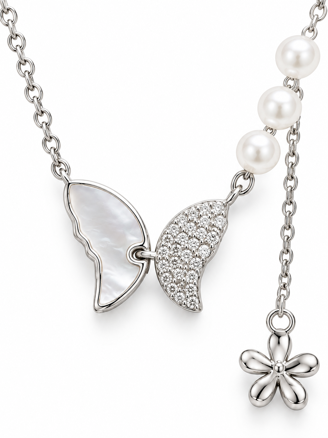 Silver Bow Pendant Necklace view 3
