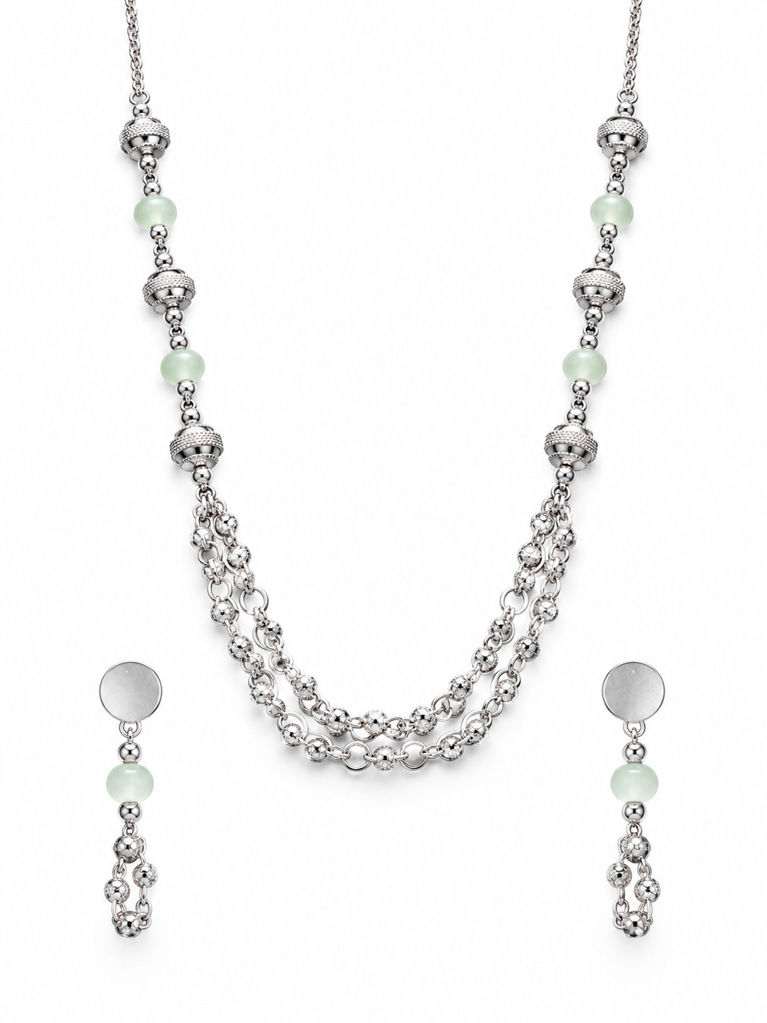 Green Stone Beaded Necklace Set view 3