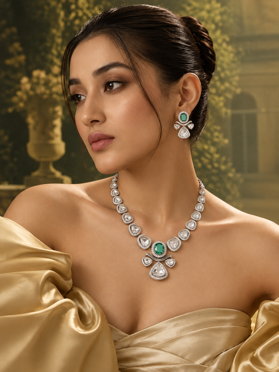 Gold Floral Necklace Set view 2