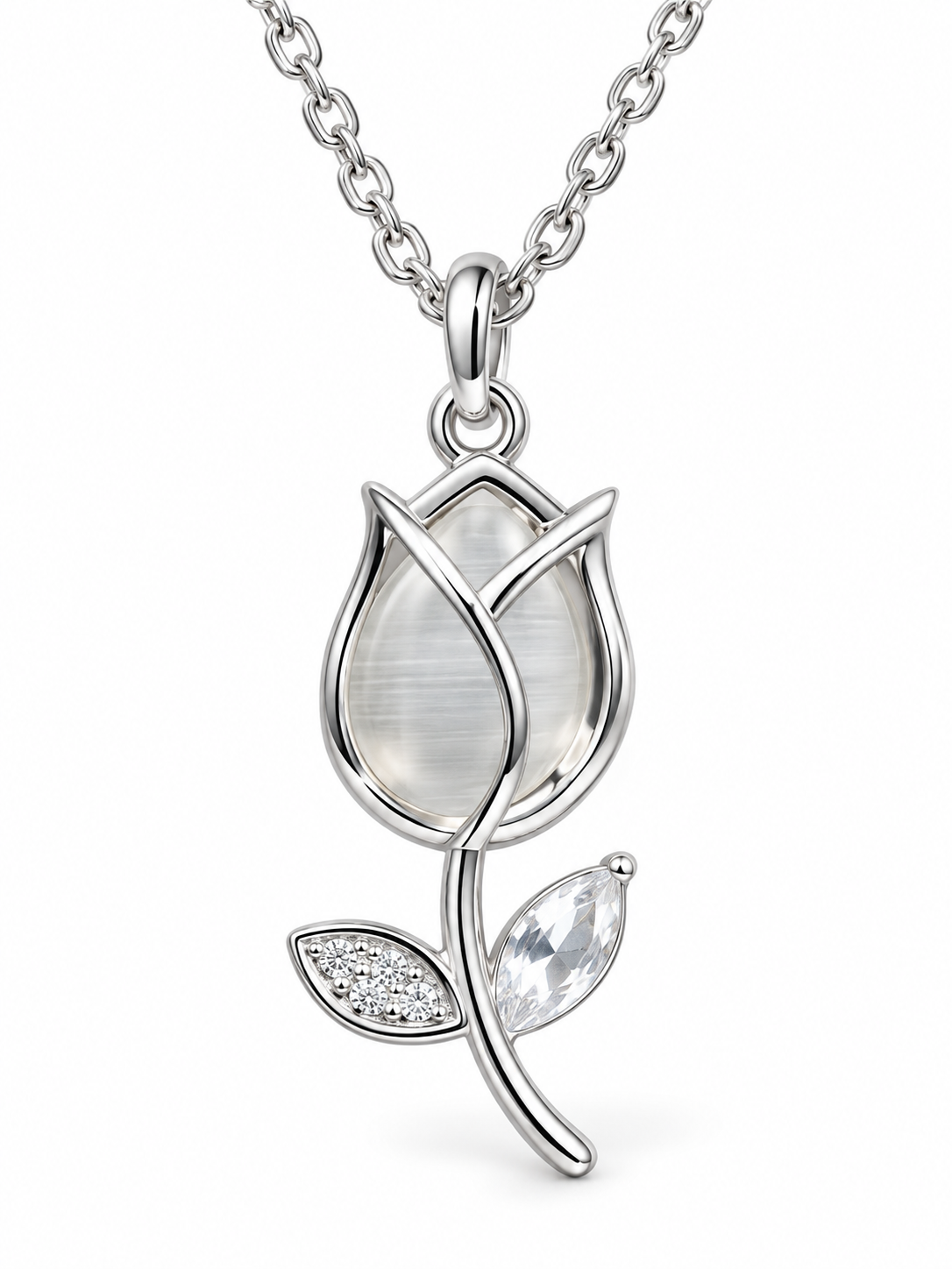 Elegant Leaf 925 Silver Pendant Necklace