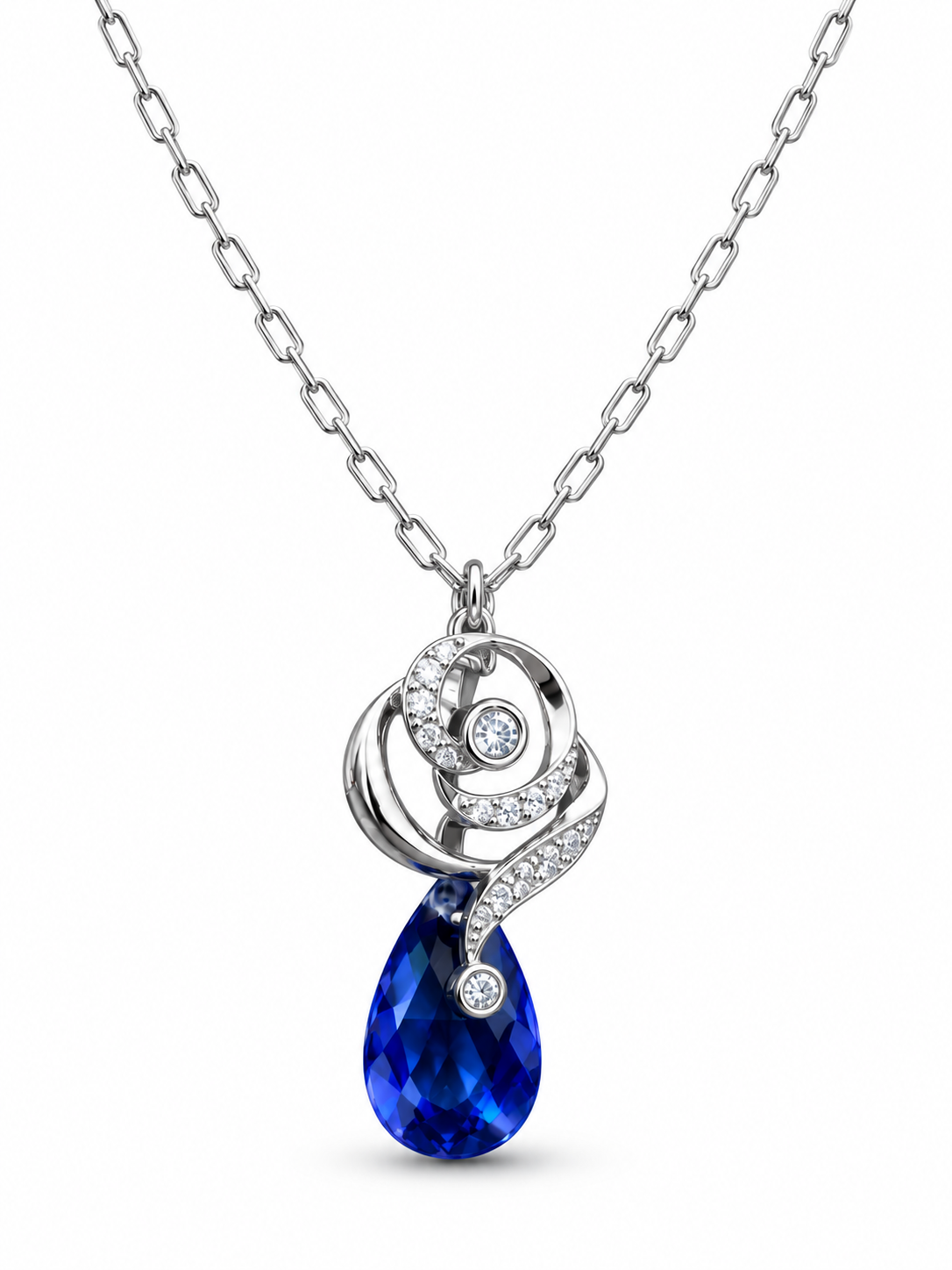 Silver Round Floral Pendant view 3