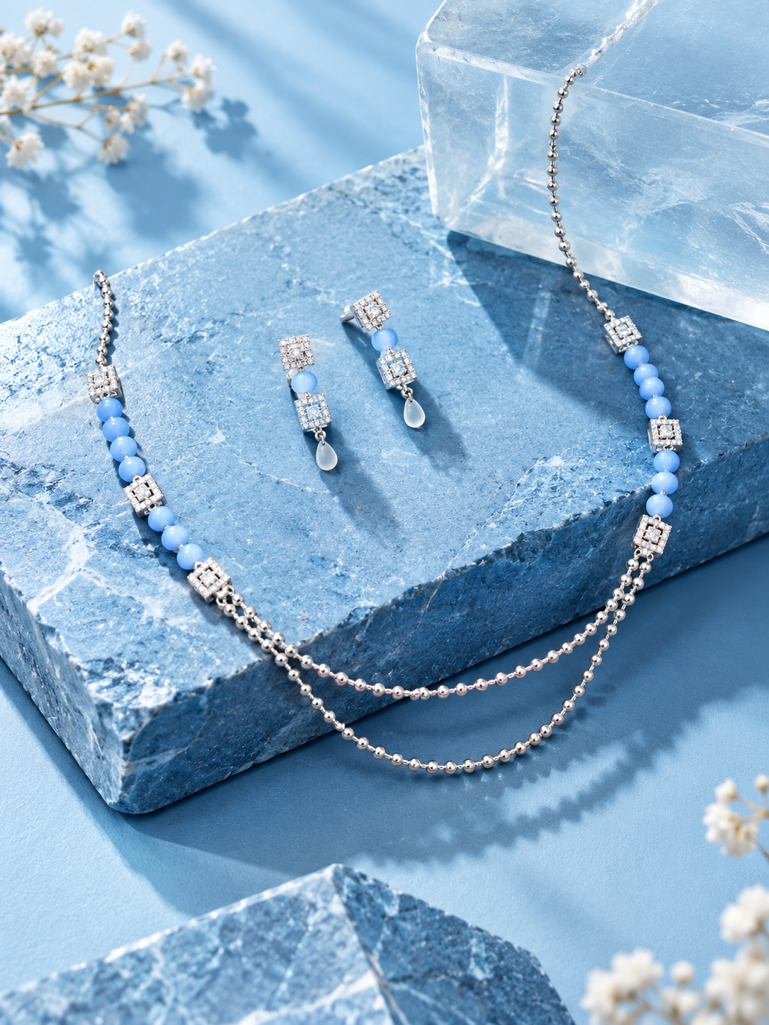 Blue Stone Necklace Set