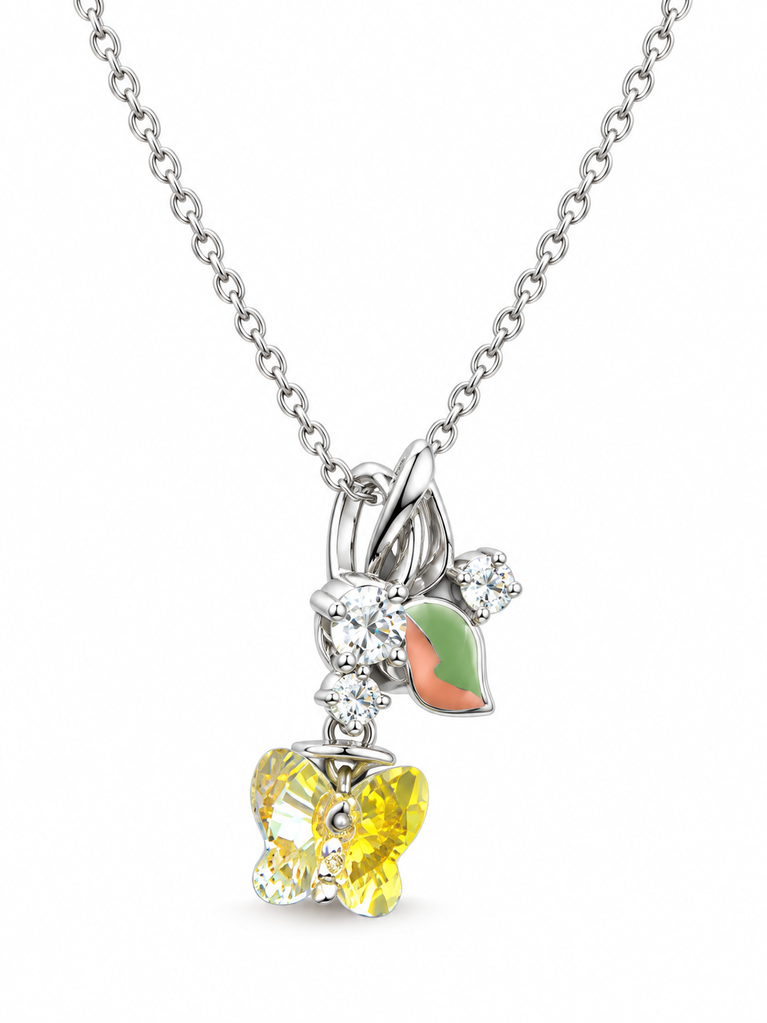 Silver Floral Crystal Pendant view 4