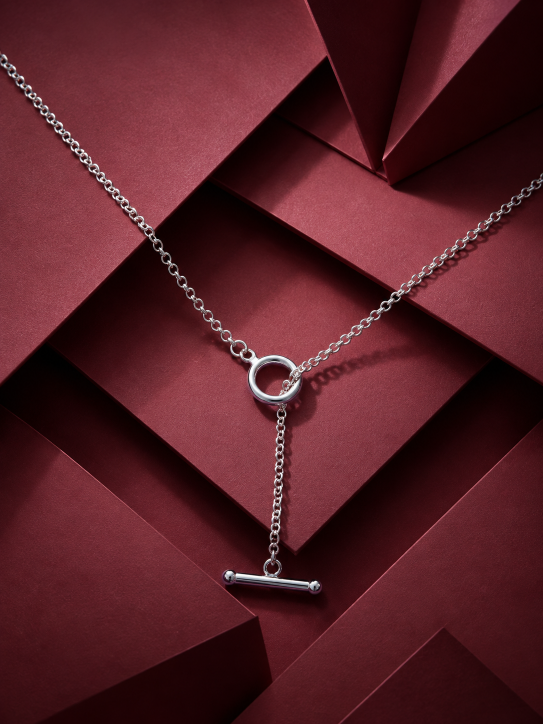 Elegant Linked Circle 925 Silver Pendant Necklace