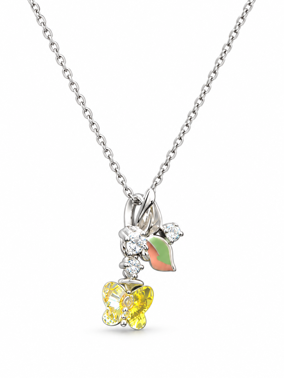 Silver Floral Crystal Pendant view 3