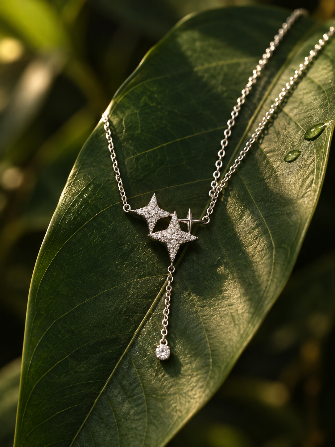 Elegant Star Drop Pendant Necklace