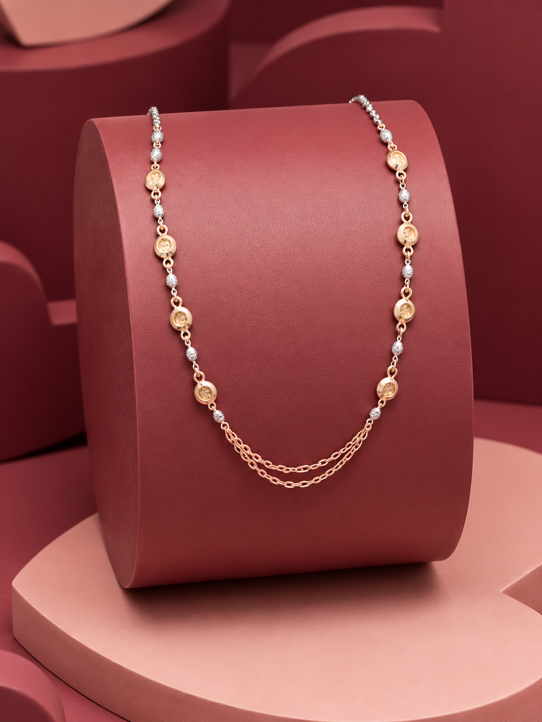 Orange Beaded Chain Necklace