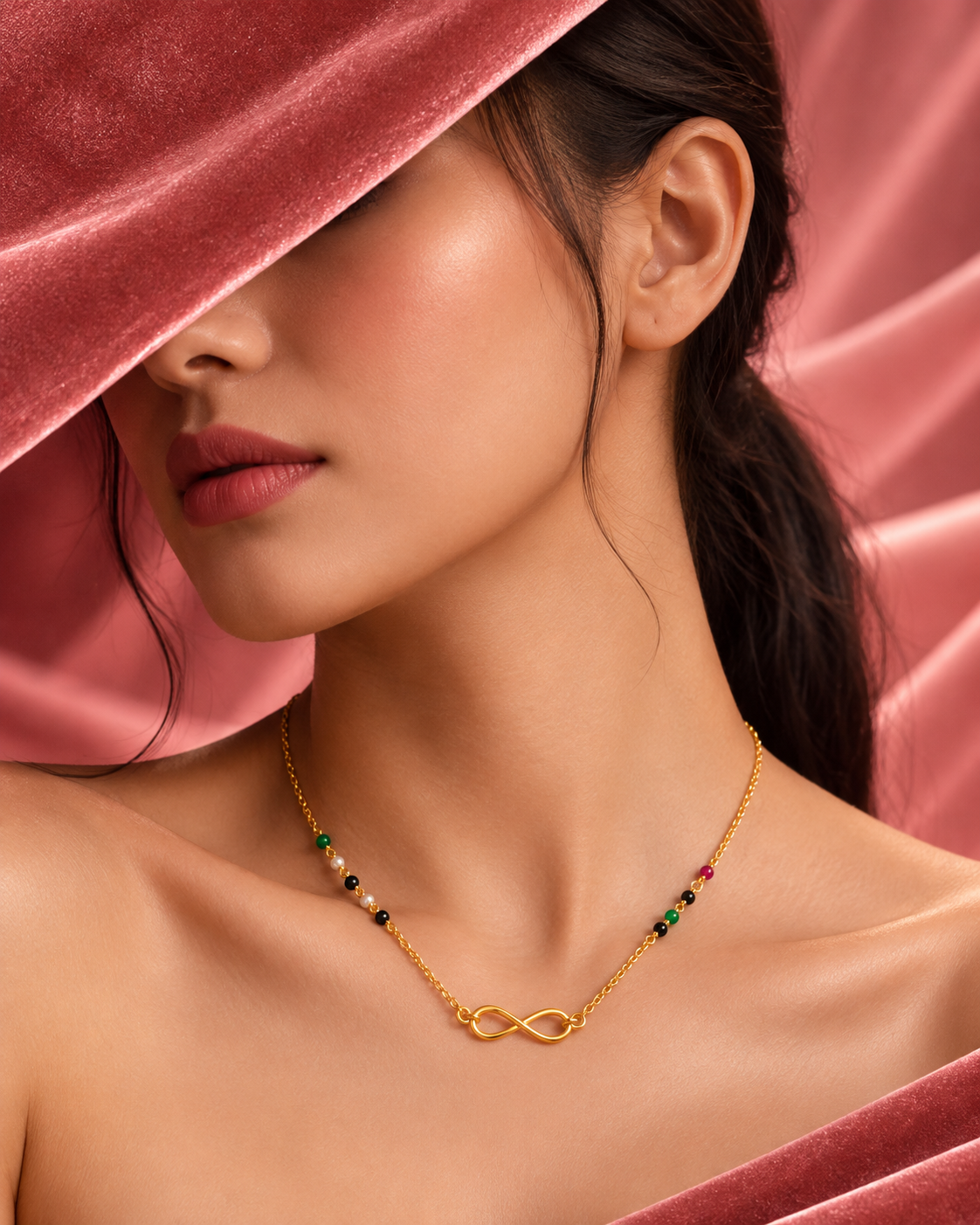 Elegant Golden Infinity Multicolor Beads Mangalsutra for Women