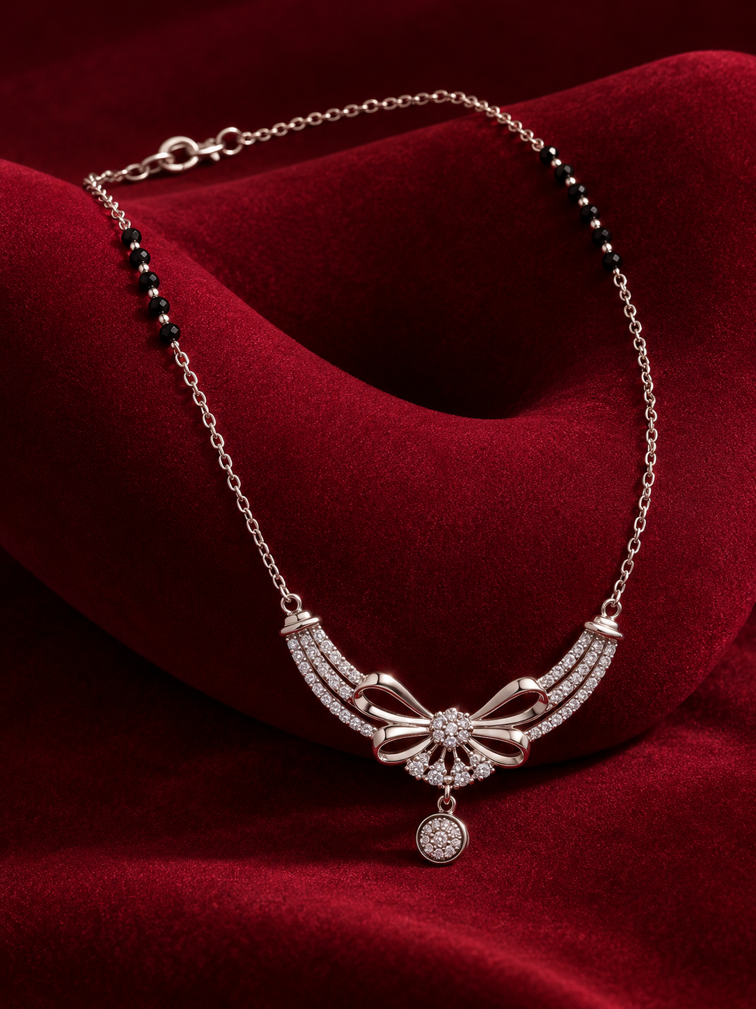Black Beaded Bow Design Mangal Sutra