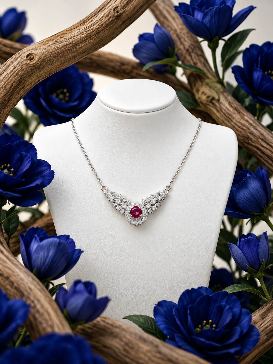 Elegant Silver Floral Choker Necklace